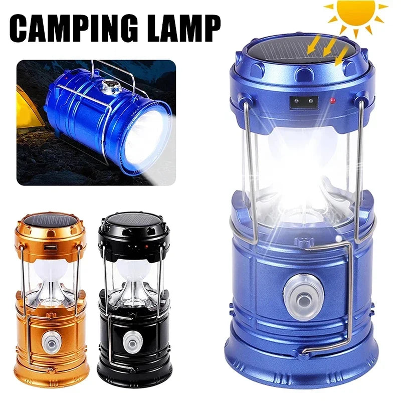 Solar Multifunctional Handheld Camping Lamp Tent Lamp LED Portable Flashlight Portable Waterproof Emergency Powered Work Light