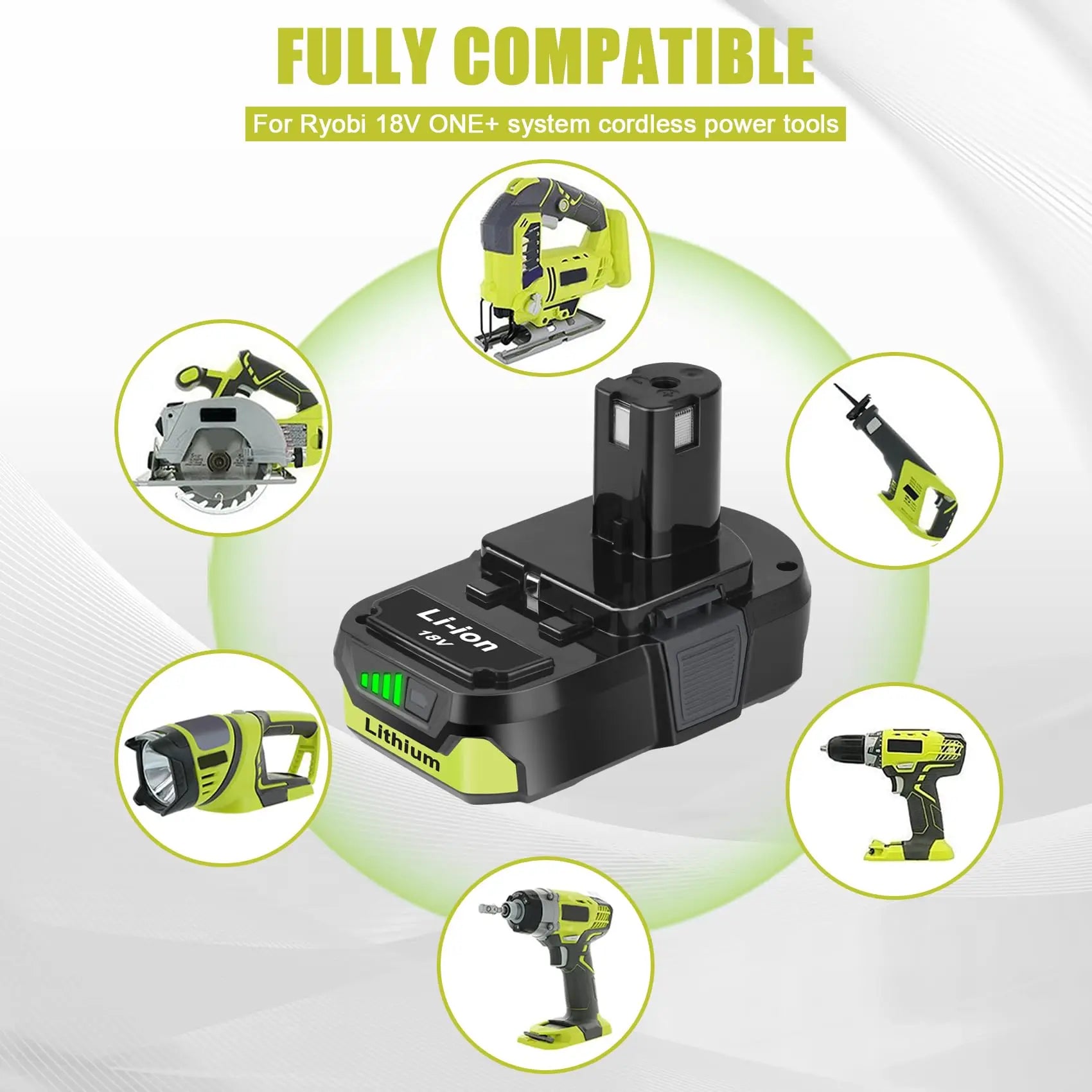 2 Pack 3.5Ah For Ryobi 18V Battery and  Charger Combo Compatible for Ryobi ONE+ Battery P102 P103 P104 P105 P107 P109 P117 P190