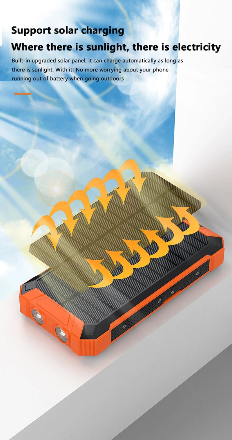 XIAOMI Solar Power Bank Wireless 200000mAh Large Capacity Fast Charging External Battery Outdoor Survival Emergency Equipment