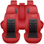 Car seat cover, 5-seater universal, suitable for 90% of 5-seater models，Waterproof leather car interior, (Black/Red)