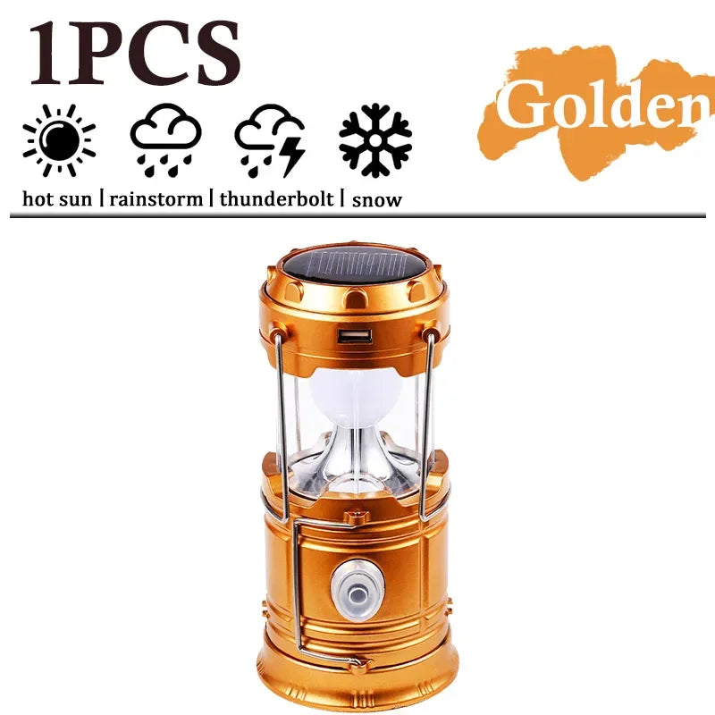 Solar Multifunctional Handheld Camping Lamp Tent Lamp LED Portable Flashlight Portable Waterproof Emergency Powered Work Light