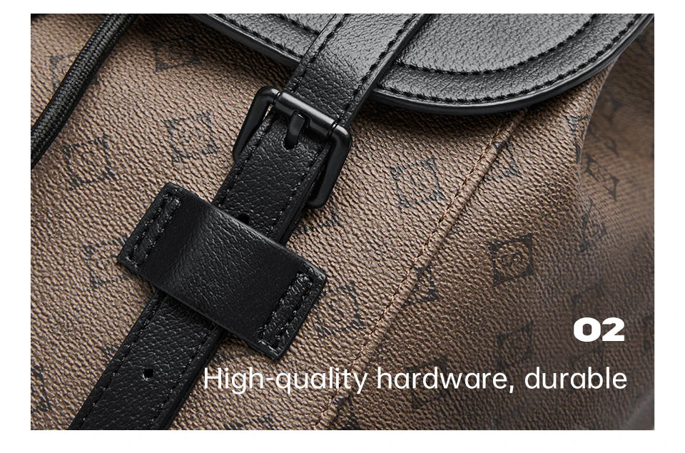 Septwolves Fashion Design Printed Leather Backpack Man Large Flip Cover Business Print Travel Laptop Bags Big Monogram Bagpack