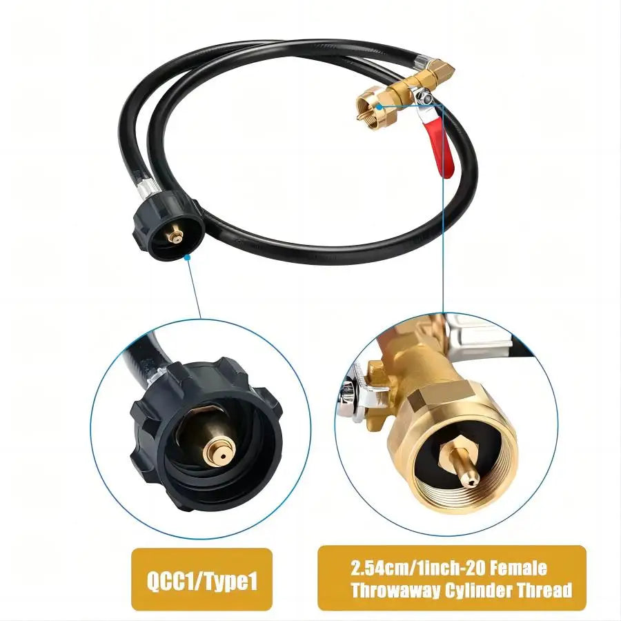 1pc,Propane Tank Refill Adapter Kit,3ft Hose With Safety Shutoff Valve,Easily Fill 1lb Bottles From 20lb,Kitchen Accessaries