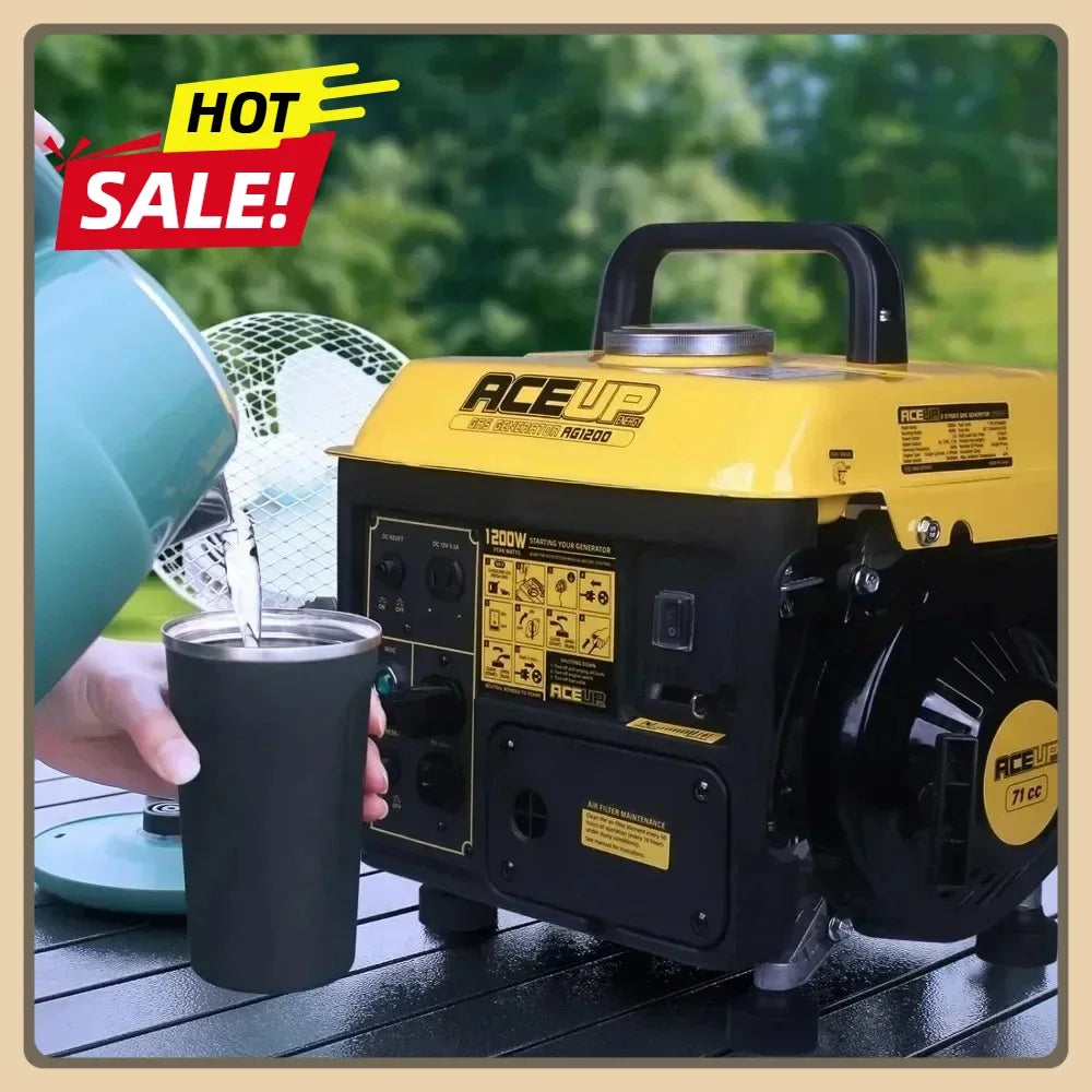 XMSJ.1200W Gas Powered Generator for Home Use Camping Ultralight, EPA & CARB Compliant, Small Portable
