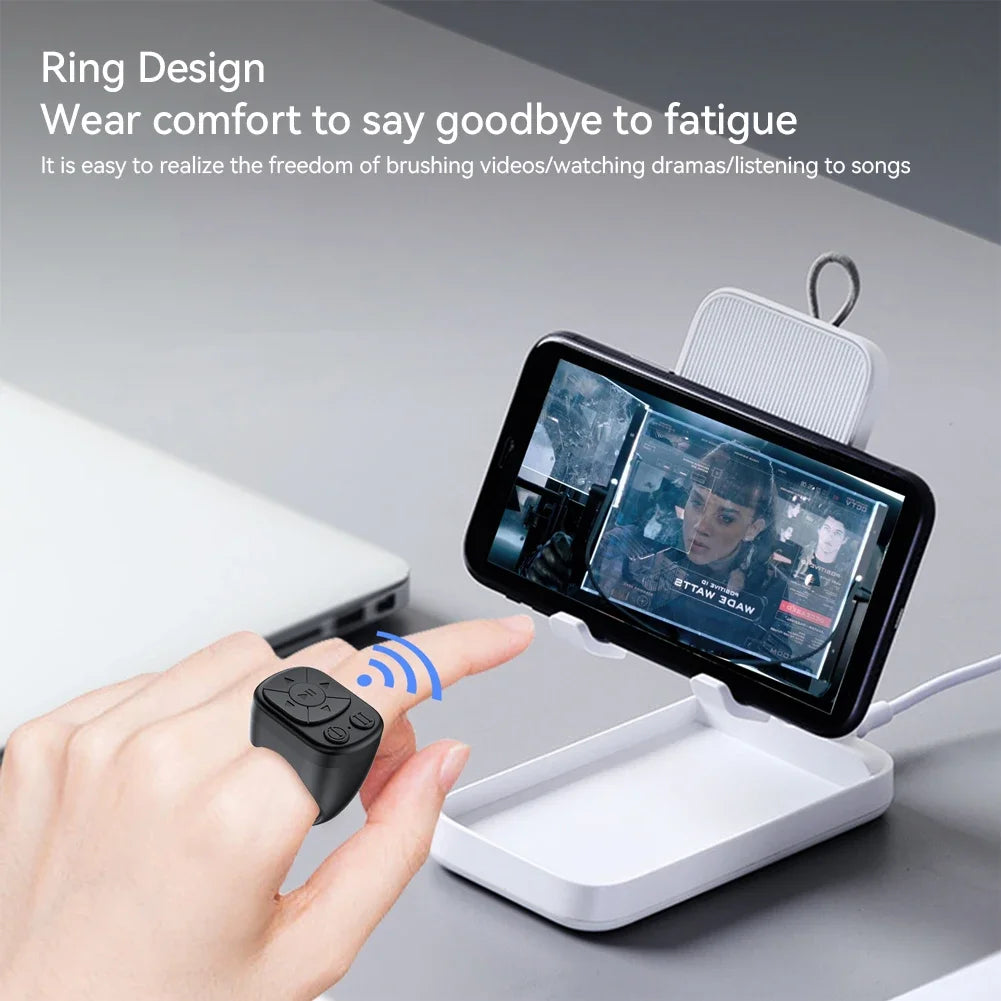 Smart Fingertip Ring Blutooth 5.3 Remote Control Mouse Wireless Mobile Selfie Mice Selfie Video Automatic Page Turner Browsing