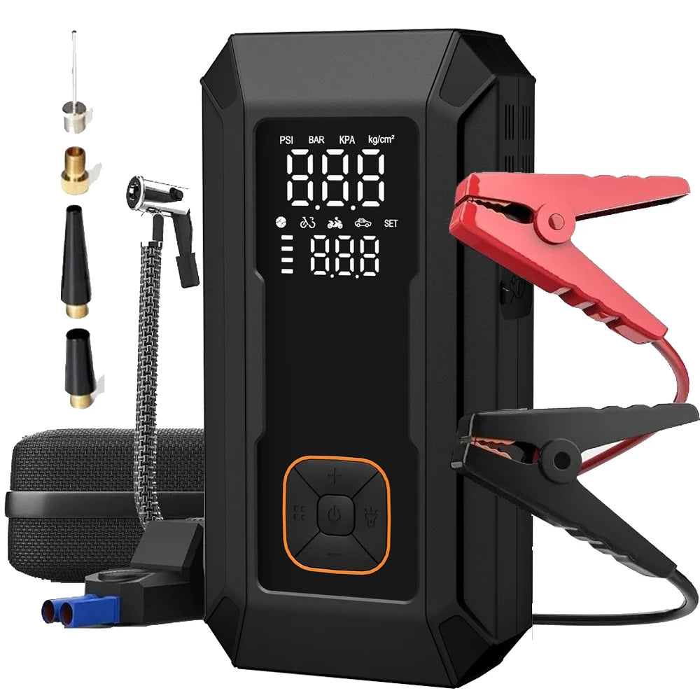 Car Jump Starter with Air Pump 3000A Peak Starter Box 150PSI Digital Tire Inflator Car Battery Jump Starter With Air Compressor