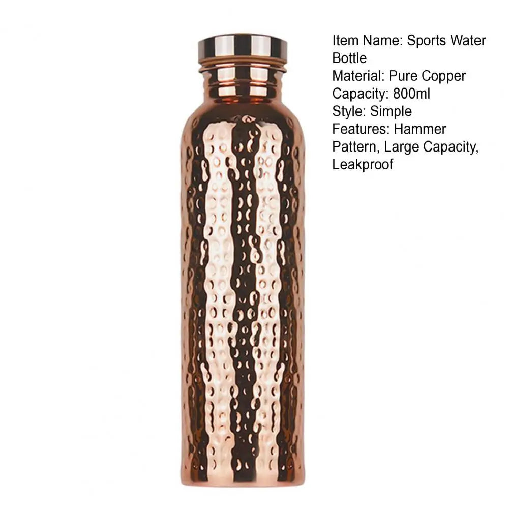 800ML Copper Sports Water Bottle Hammer Pattern Large Capacity Leakproof Cycling Gym Fitness Electroplating Drinking Cup 2025