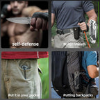 Folding knife with clip, EDC small knife with webbed opening and padded lock, outdoor survival camping hunting fishing knife