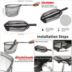 Fishing Landing Net Aluminum Alloy Durable Telescoping Extend to 190cm/130cm/55cm Folding Mesh Safe Fish Catching Releasing