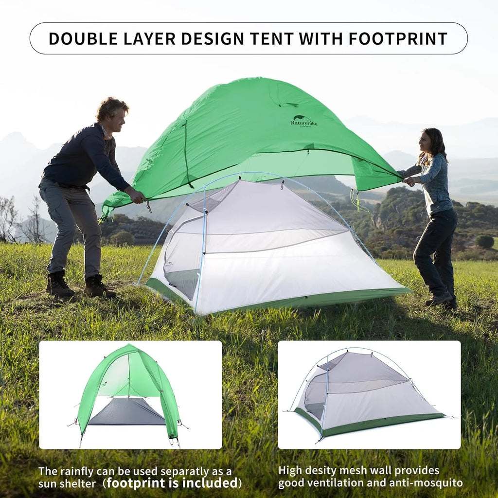 Naturehike Cloud Up 2 Person Camping Tent Waterproof Ultralight 3-4 Season Tent Outdoor Hiking Backpacking Shelter Tents