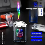 Rechargeable USB Electronic Lighter, Windproof Flameless LED Smart Dual Arc Portable Outdoor Survival Cigarette Lighters  Gifts