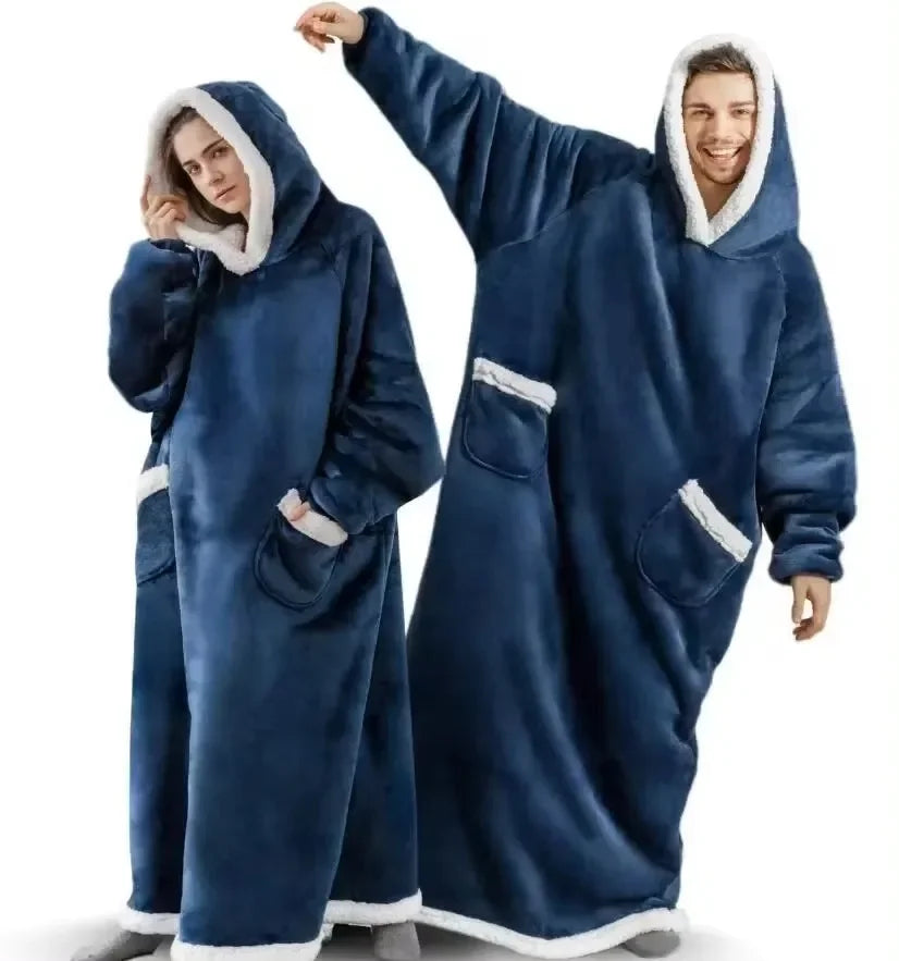Men's and women's extra long winter hoodies, greedy blankets, pajamas with sleeves, sportswear