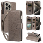 Embossed Zipper Leather Case for Samsung GalaxyS25Ultra S24 S23 S22 S21 S20 S10 S9 S8 Plus FE M33 NOTE10 Series Wallet Cover