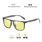 Brand Rivet Square Photochromic Sunglasses Men Polarized Women Driving Sun Glasses Day Night Vision Anti-Glare zonnebril heren