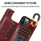 Wallet Double Button With Card Slot Stand Flip Leather Case For iPhone 16e 16 Pro Max 15 Plus 14 13 12 Mini 11 SE3 SE2 X XR 8 7