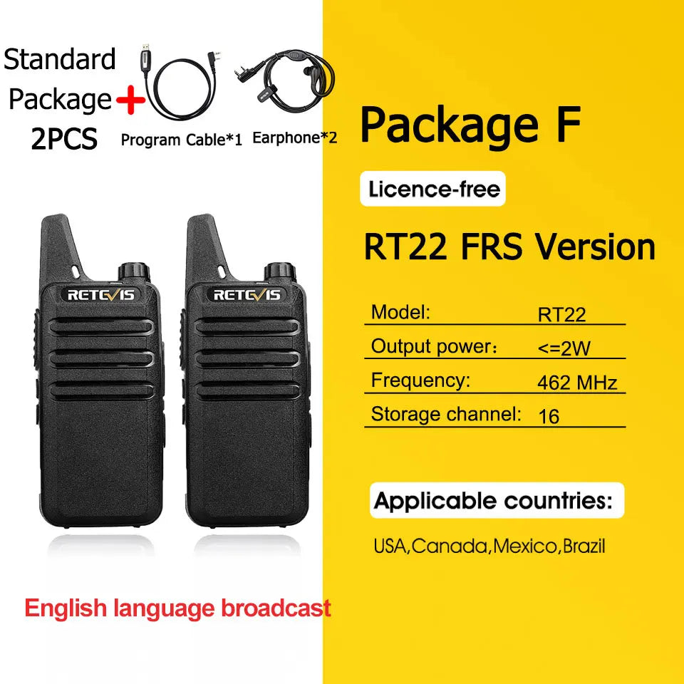 RETEVIS RT622 Walkie Talkie Mini 2 pcs PMR 446 Portable Two-way Radio ht PTT Walkie-talkies Communication Radio for Restaurant