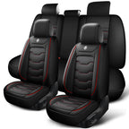 Car seat cover, 5-seater universal, suitable for 90% of 5-seater models，Waterproof leather car interior, (Black/Red)