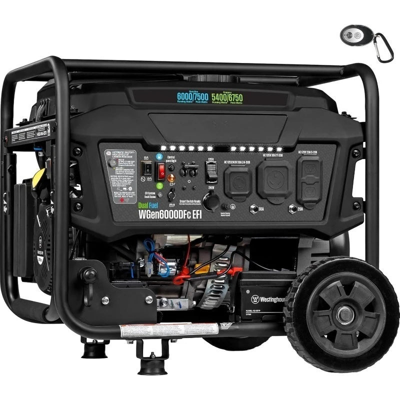 7500W EFI Dual Fuel Generator - Electric Start, CO Sensor, Transfer Ready, Quiet Home Backup
