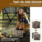 360 Degree See Hunting Blind Upwards Fully Open Door for 2-3 Person with Stool