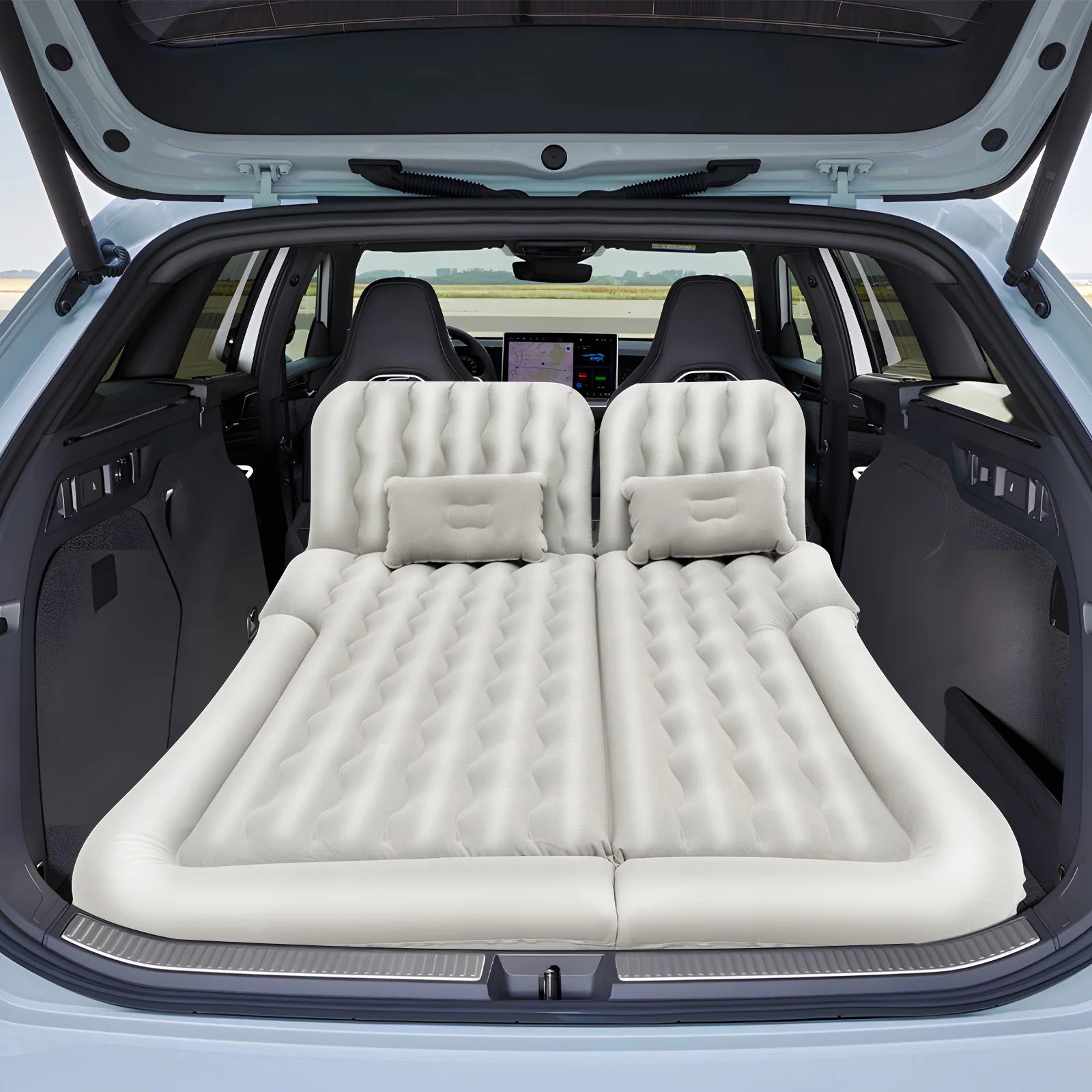 Car Inflatable Bed 2‑In‑1 Truck SUV Inflatable Car Mattress w/Air Pump&Pillow