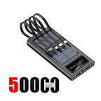 Solar Power Bank 200000mAh Large Capacity Super Fast Charging Digital Display 4 Cables External Battery For Xiaomi Huawei iphone