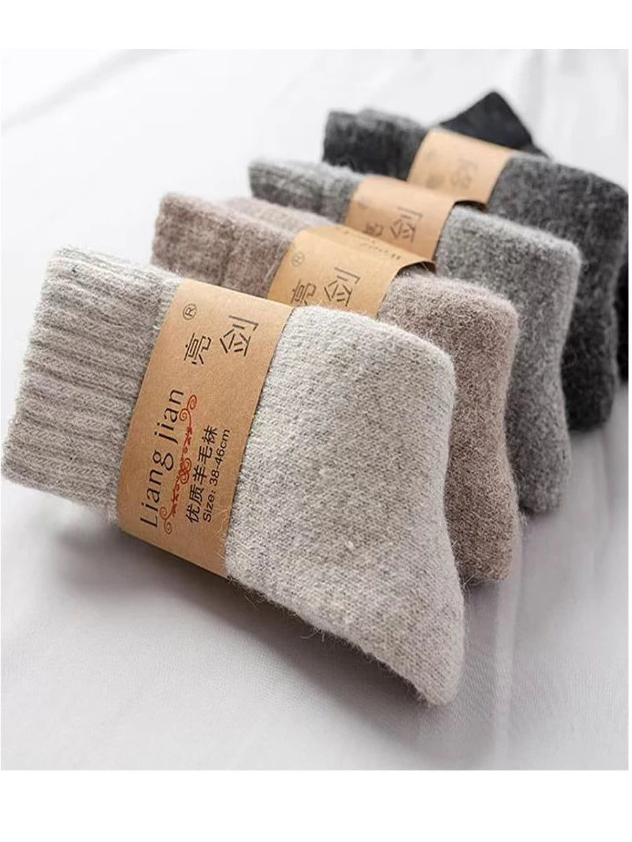Socks Men Super Thicker Solid Sock Wool Warm Socks Against Cold Snow Russia Winter Warm Funny Happy Male Socks