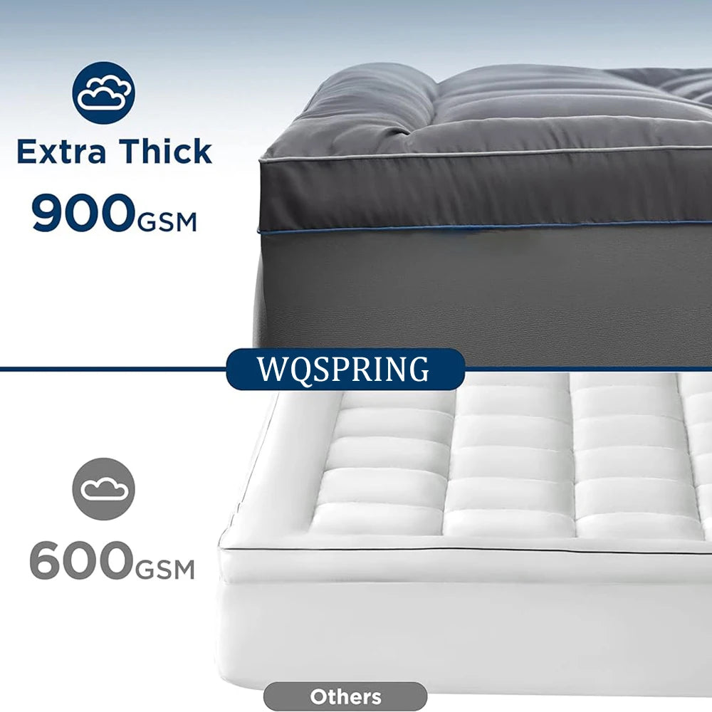 Mattress Topper Extra Thick Mattress Pad Cover for Back Pain Cooling Mattress Protector Overfilled Down Alternative Filling