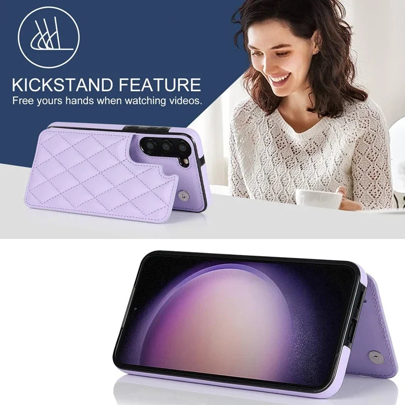 Wallet Small Fragrance Card Insert Leather Case For Samsung Galaxy A71 A56 A55 A54 A53 A52 A51 A36 A35 A26 A17 A16 A15 A14 A13