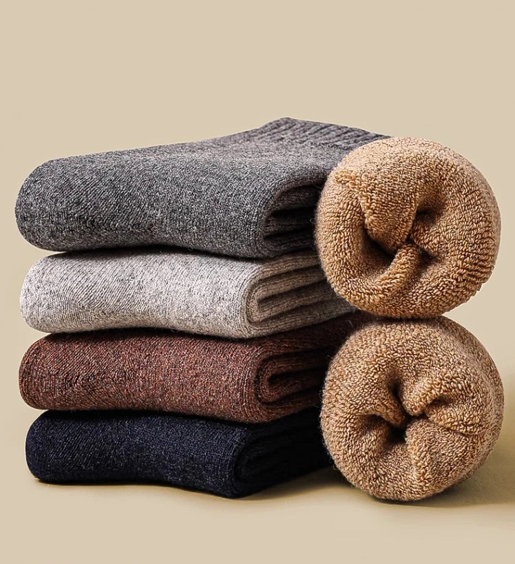 2025 New Winter Warm Women Socks Wool Male Men Socks Super Thicker Solid Socks Merino Wool Socks Against Cold Snow Terry Socks