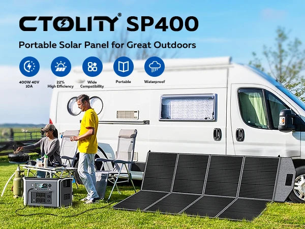 CTOLITY 400W Foldable Solar Panels 41V Portable Solar Charger Generator 23% Efficiency Folding Bag Outdoor Power Supply Camping
