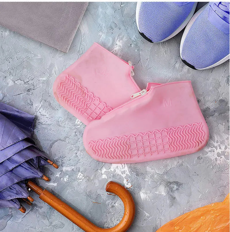 Silicone Waterproof Shoe Covers Reusable Overshoes with Zipper Resistant Rain Boots Non-Slip Washable Protection for Women Men
