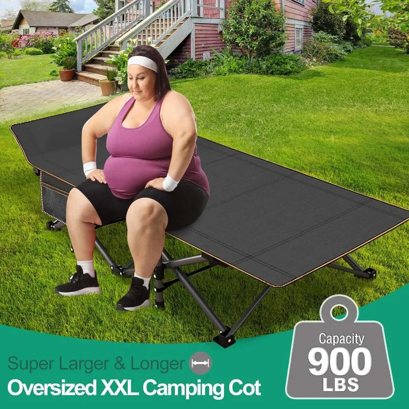 LILYPELLE Folding Camping Cot, Heavy Duty Sleeping Cots with Carry Bag, Double Layer Oxford Portable Travel Camp Cots for Home