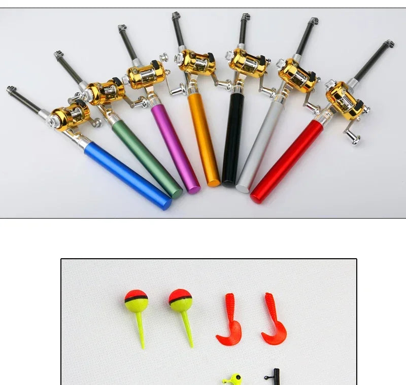 [Fish Rod+Reel+Line+Accessories] Portable Pocket Telescopic Fishing Rod Reel Full Kit Pen Shape Pole 96cm For Fishing Beginner
