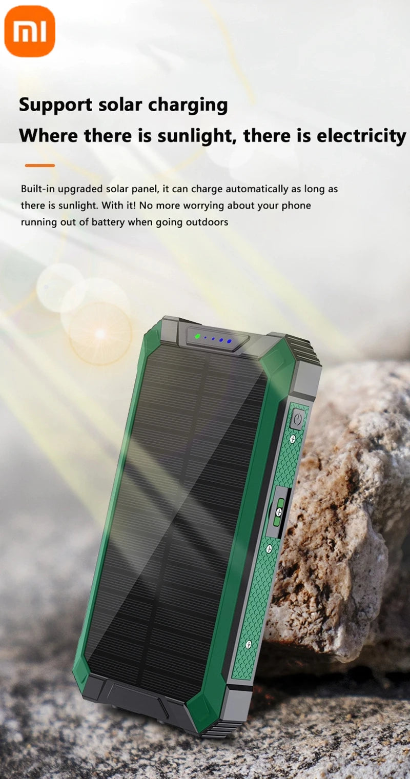XIAOMI Solar Power Bank Wireless 200000mAh Large Capacity Fast Charging External Battery Outdoor Survival Emergency Equipment