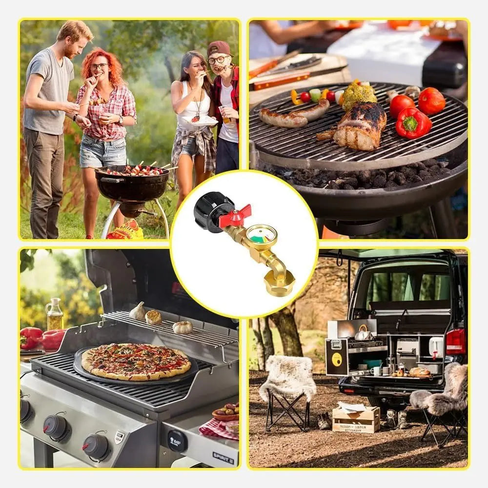 with Tank Gauge Propane Refill Elbow Adapter Easily Opening Universal Propane Tank Adapter Durable. Safe Propane Gas Gauge