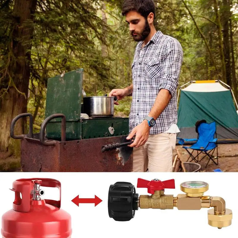 Propane Refill Elbow Adapter Tank Gauge Solid Brass Propane Filler Adapter 1 Pound With Propane Tank Gauge Propane Refill