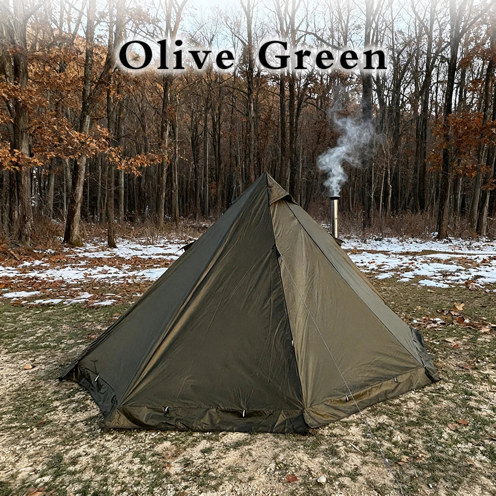 Flame Retardant Firewood Stove Tent 2 Persons Winter Lightweight Pyramid Hot Tent Large Outdoor Camping Waterproof Tipi Tent