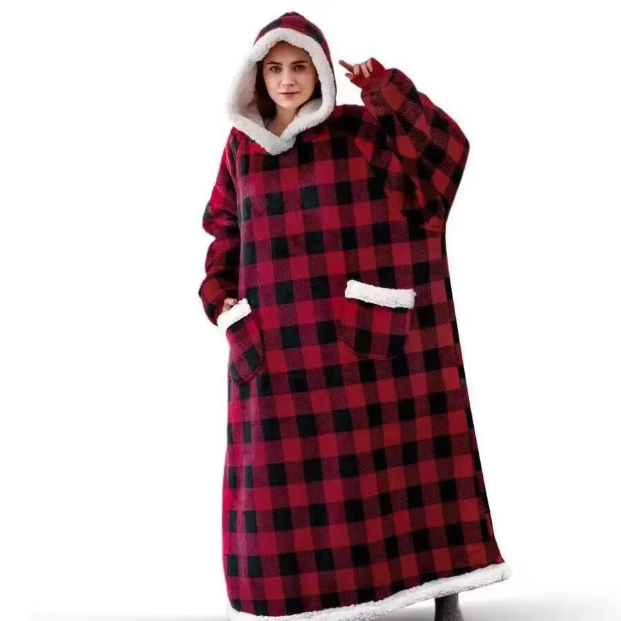 Men's and women's extra long winter hoodies, greedy blankets, pajamas with sleeves, sportswear