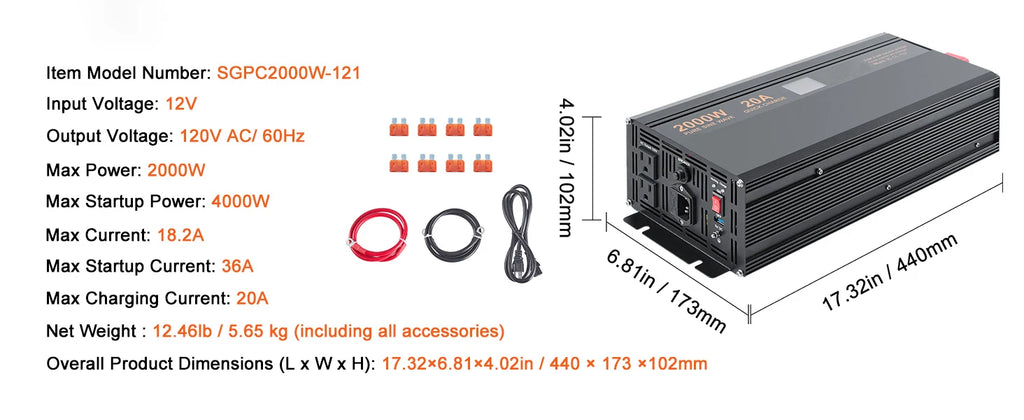 SucceBuy 2000W/2500W Sump Pump Battery Backup System LCD Display Auto Switches to Battery Inverter Power for Emergency Power Use