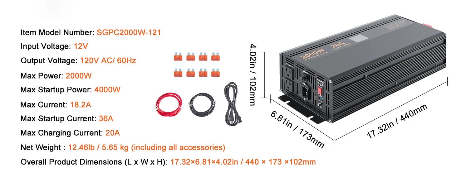 SucceBuy 2000W/2500W Sump Pump Battery Backup System LCD Display Auto Switches to Battery Inverter Power for Emergency Power Use