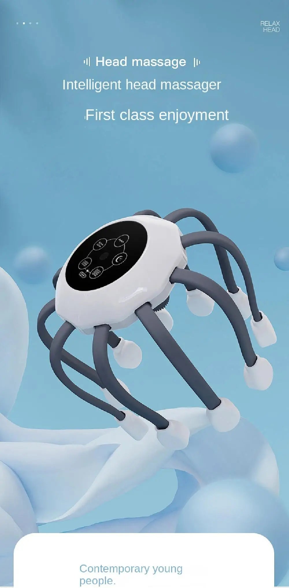 Octopus Claw Eight Claw Massager USB Charging Therapeutic Scratch Pad Electric Head Massager Therapeutic Electric Scalp Massager