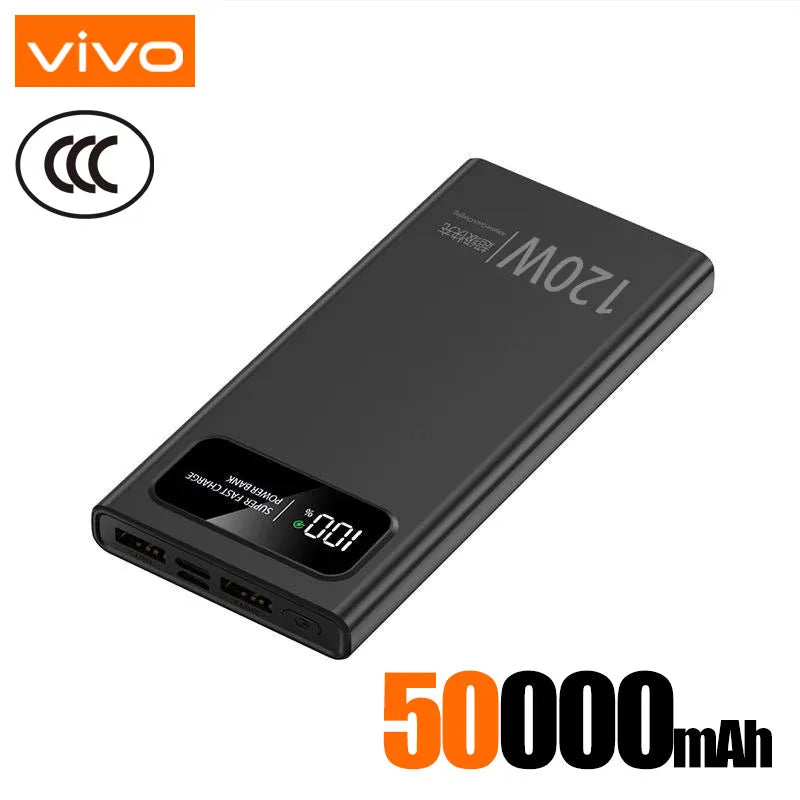 VIVO 120W Power Bank Super Fast Charging 200000mAh Large Capacity Portable External Battery For Mobile Power Bank For IPhone