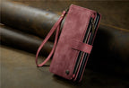 Luxury Lanyard Leather Zipper Wallet Card Phone Case For Samsung Galaxy Z Fold 7 6 5 4 Fold6 Fold5 Fold4 Purse Flip Stand Cover