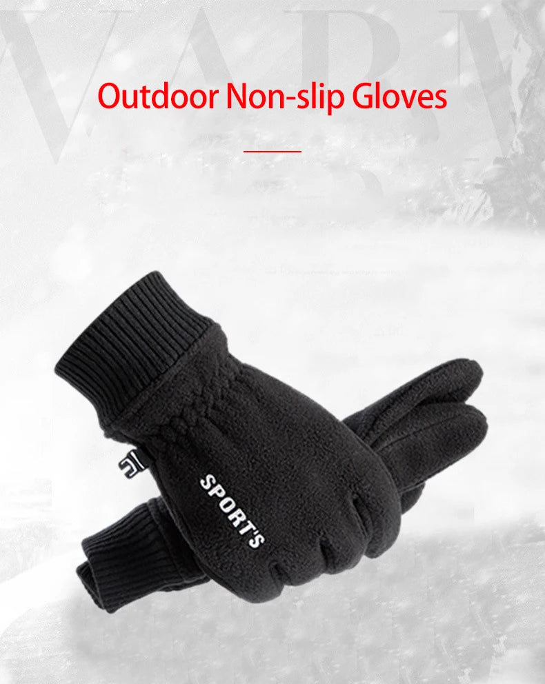 Winter Men's Gloves Polar Fleece Thick Warm Women Cycling Sports Driving Waterproof Non-Slip Touch Screen Motorcycle Gloves