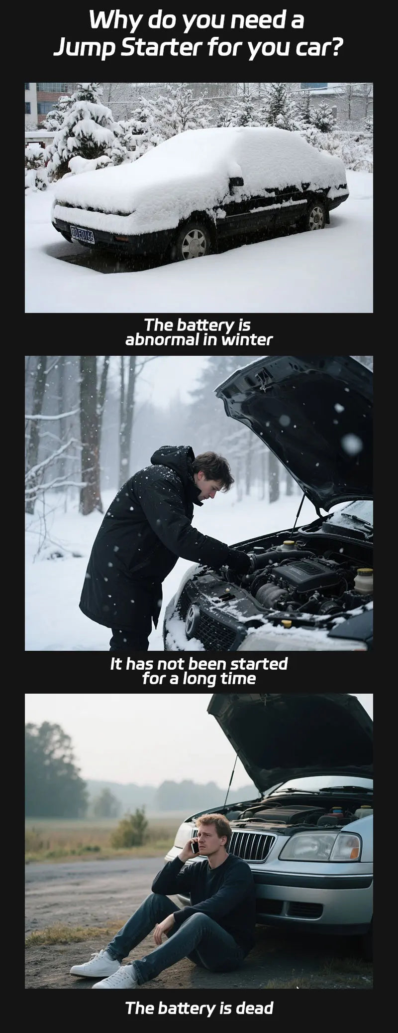 12V 60000mAh Car Jump Starter Digital Display Emergency Power Supply Portable Emergency Starter Car Battery Booster Power Bank