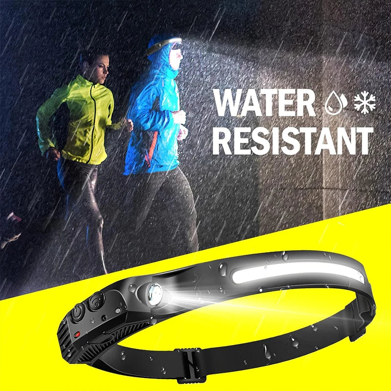 Sensor Headlamp USB Rechargeable LED Flashlight XPE+COB Torch Camping Waterproof Headlight Fishing Headlamp 1/2/3/4/5/8/10PCS