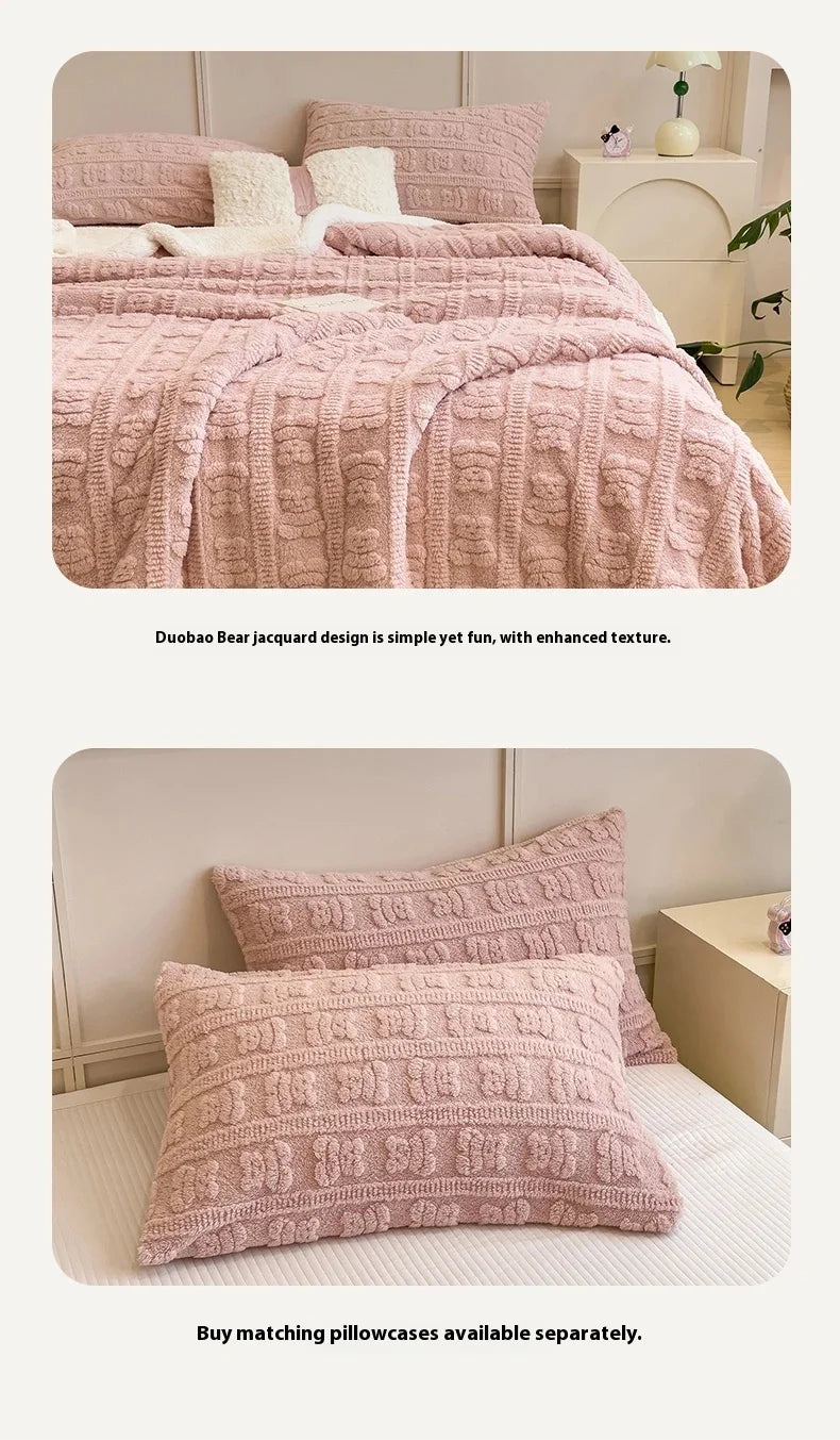 Thickened Coral Fleece Bed Blankets for Winter Warm Soft Imitation Lambs Wool Jacquard Blankets for Bedroom Sleeping Sofa Throw