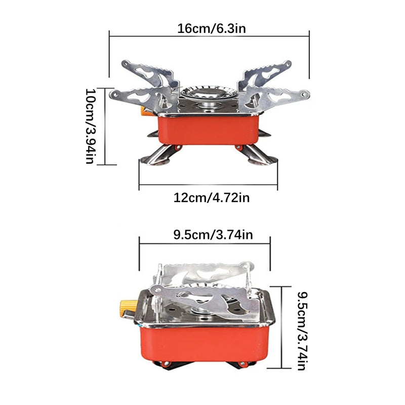 Outdoor Mini Square Stove Portable Folding Gas Stove Card Camping Cooking Utensil Ultra-Light Travel Cookware Hiking Equipment