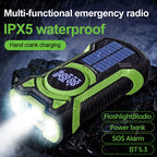 Solar Emergency Weather Radio 5000mAh Hand Crank AM/FM/NOAA Portable Emergency Radio Bluetooth5.3 SOS Alarm for Outdoor Survival