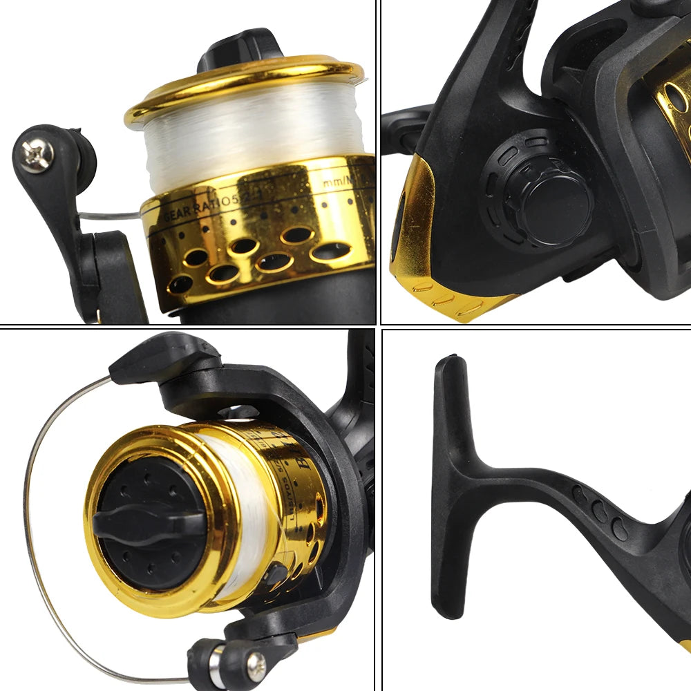 1.8m 2.1M Fishing Rod and Reel Line Lure Set Carbon Fiber Telescopic Fishing Rod 5.2:1BB Spinning Reel for Saltwater Freshwater